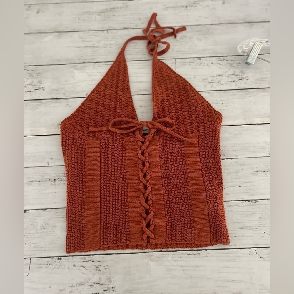 NWOT forever 21 medium crochet, sexy Boho burnt orange halter